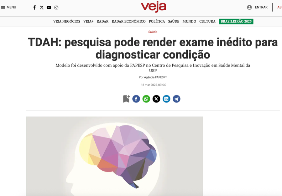 Captura de matéria da revista Veja sobre pesquisa de mestrado
